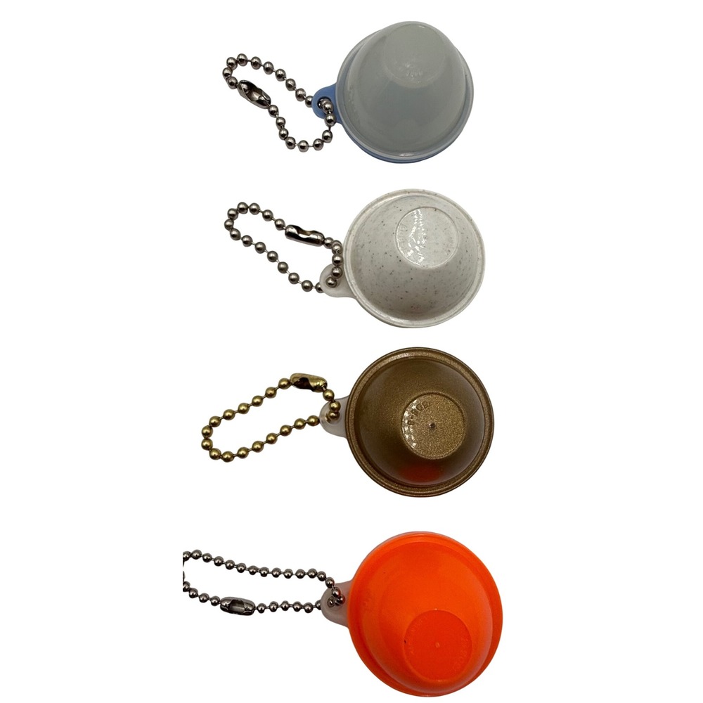 Tupperware Vintage Mini Bowl Keychain Lot of 4 Blue White Gold Orange